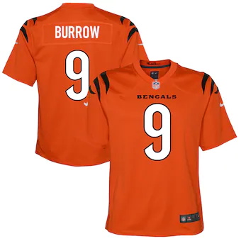 youth nike joe burrow orange cincinnati bengals alternate g